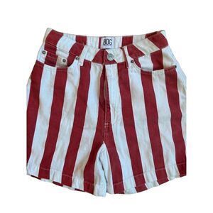 BDG Urban Outfitters Women's Red & White Striped High Waisted Mom Shorts Size M